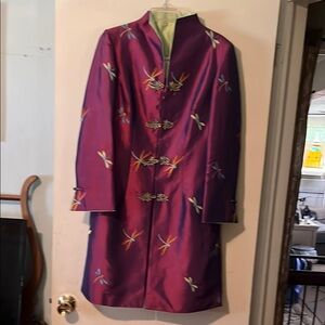 Embroidered Purple Women's Coat